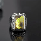 Kobine Men's Punk Letter Carved Simulated Citrine Ring