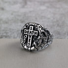 Kobine Men's Punk Letter Cross Ring