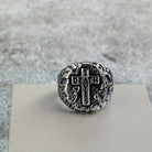 Kobine Men's Punk Letter Cross Ring