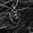 Kobine Men's Punk Lion Head Pendant Necklace