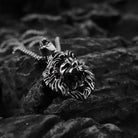 Kobine Men's Punk Lion Head Pendant Necklace