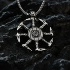 Kobine Men's Punk Multi-Axe Surrounding Symbol Pendant Necklace