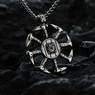 Kobine Men's Punk Multi-Axe Surrounding Symbol Pendant Necklace