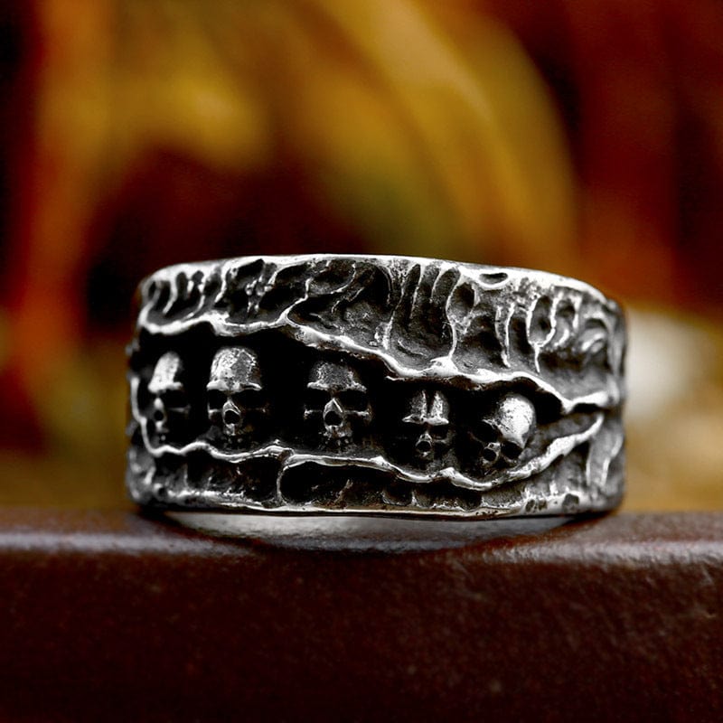 Kobine Men's Punk Multi-skull Ring