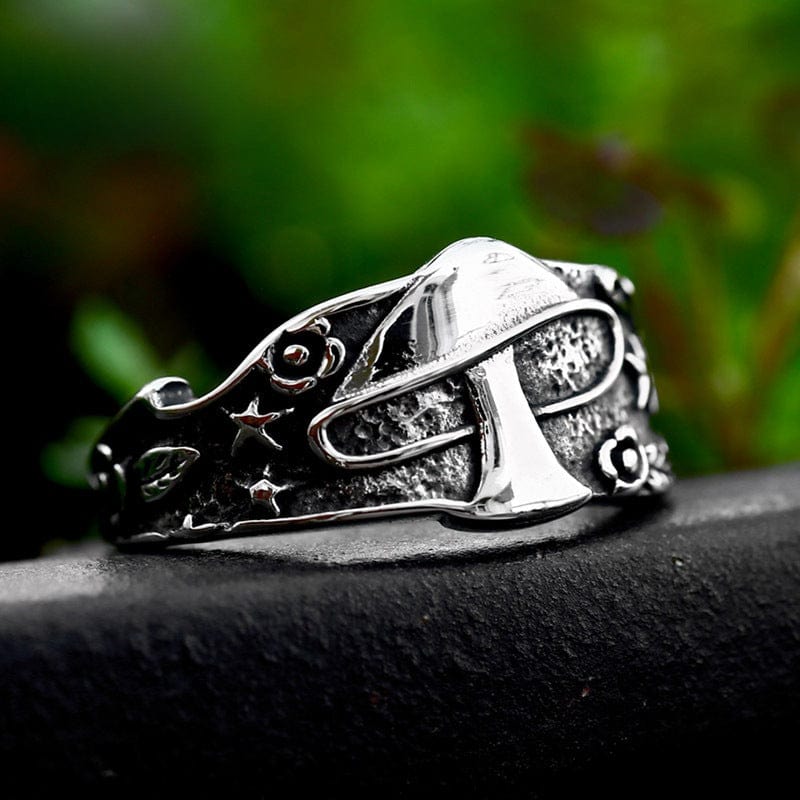 Kobine Men's Punk Mushroom Star Ring