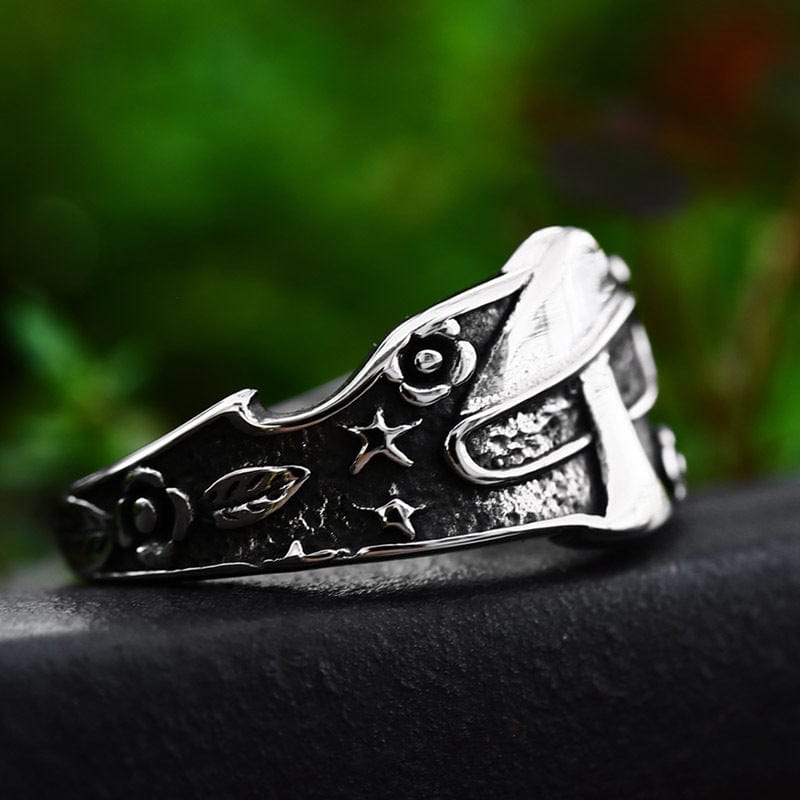 Kobine Men's Punk Mushroom Star Ring