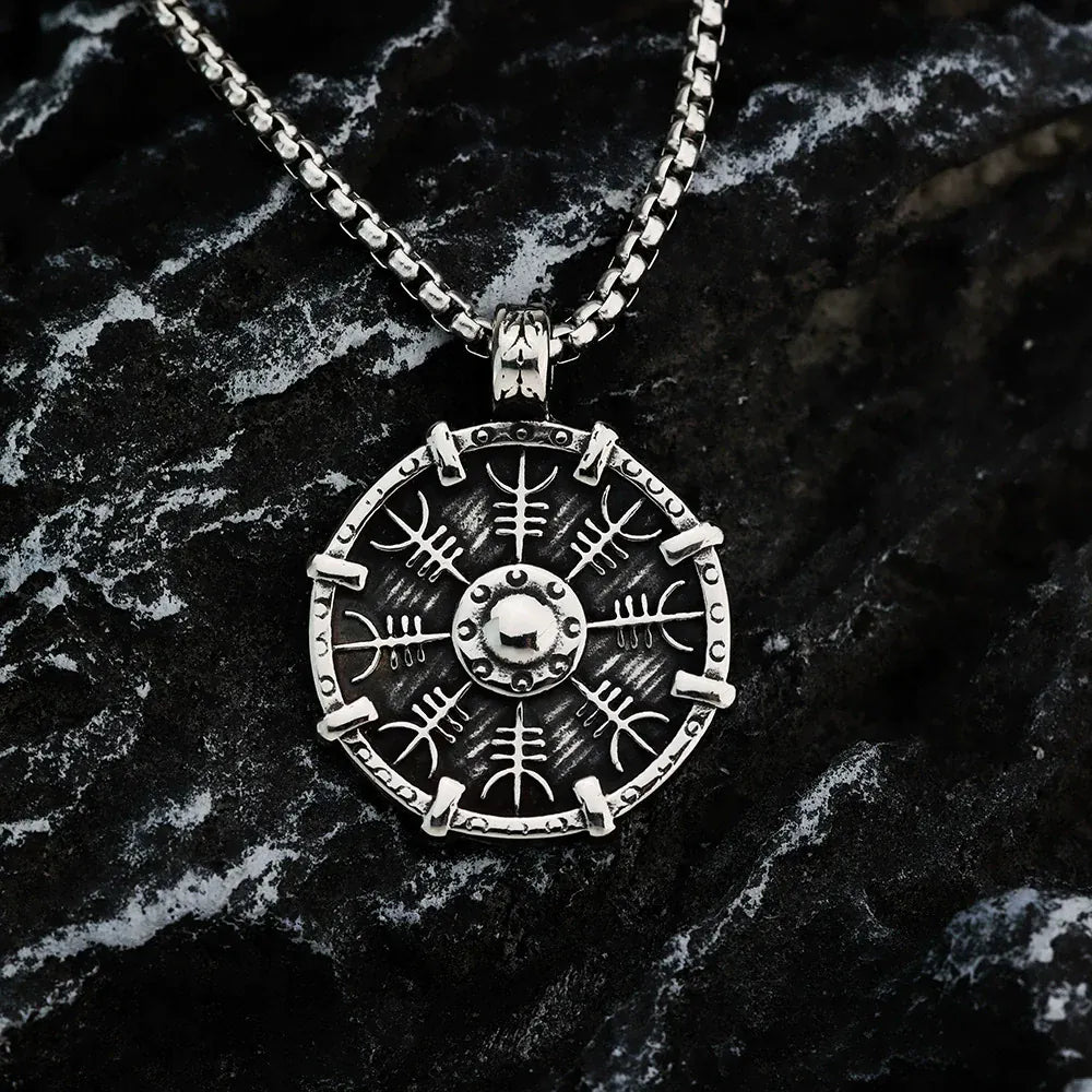 Men's Punk Norse Hagall Knot & Runes Necklace – Punk Design