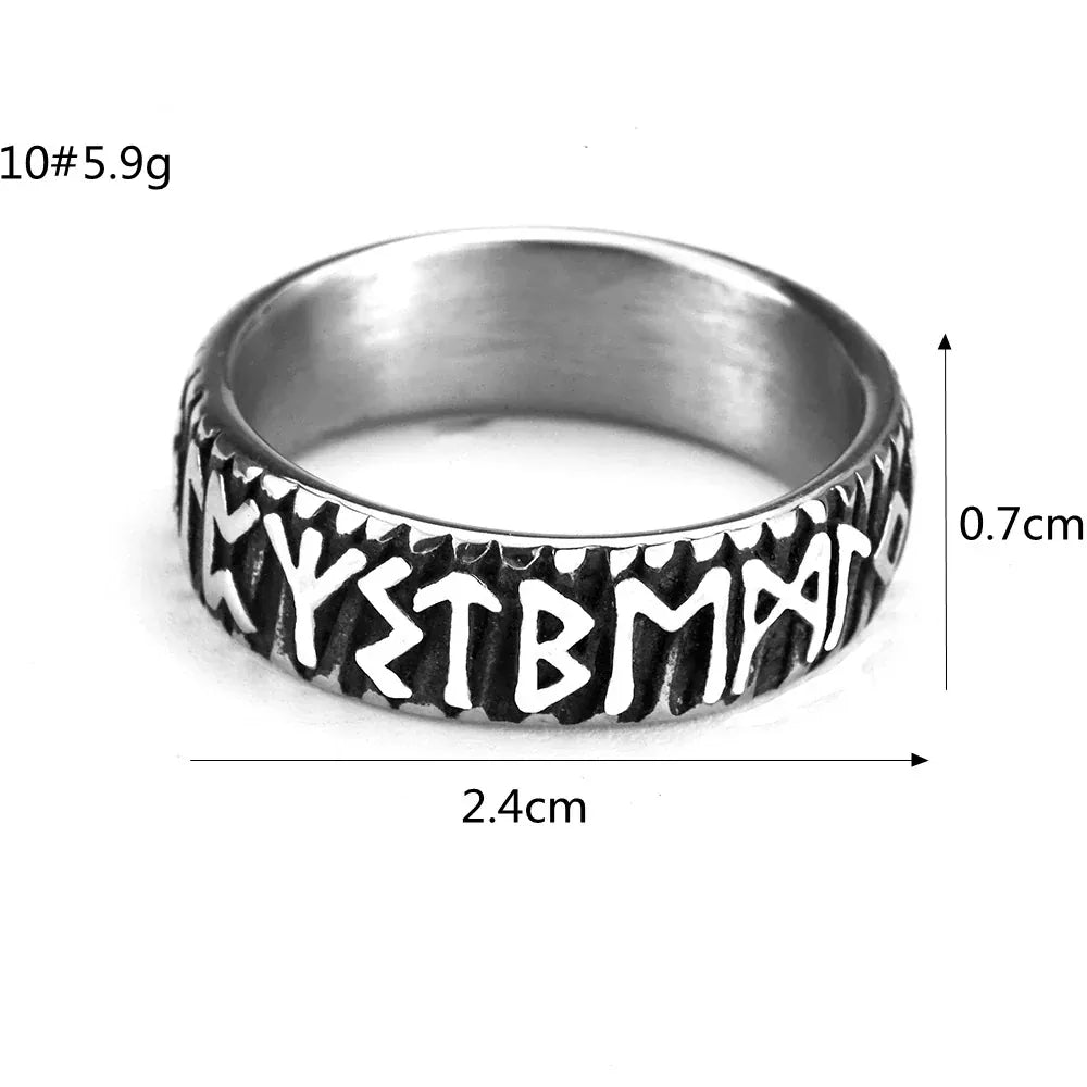Kobine Men's Punk Norse Runes Band Ring