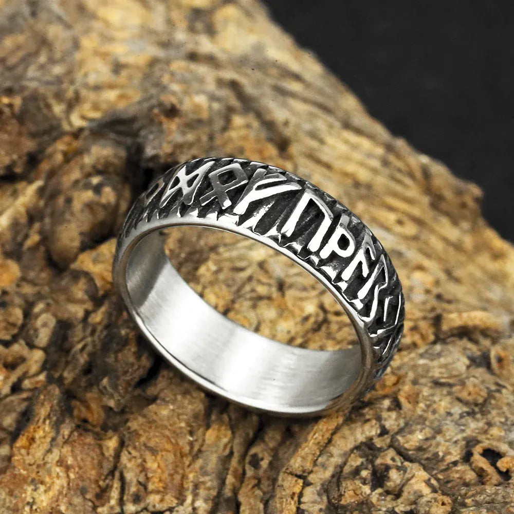 Kobine Men's Punk Norse Runes Band Ring