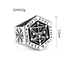 Kobine Men's Punk Norse Runes Geometric Hexagon Ring
