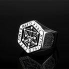 Kobine Men's Punk Norse Runes Geometric Hexagon Ring