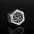 Kobine Men's Punk Norse Runes Geometric Hexagon Ring