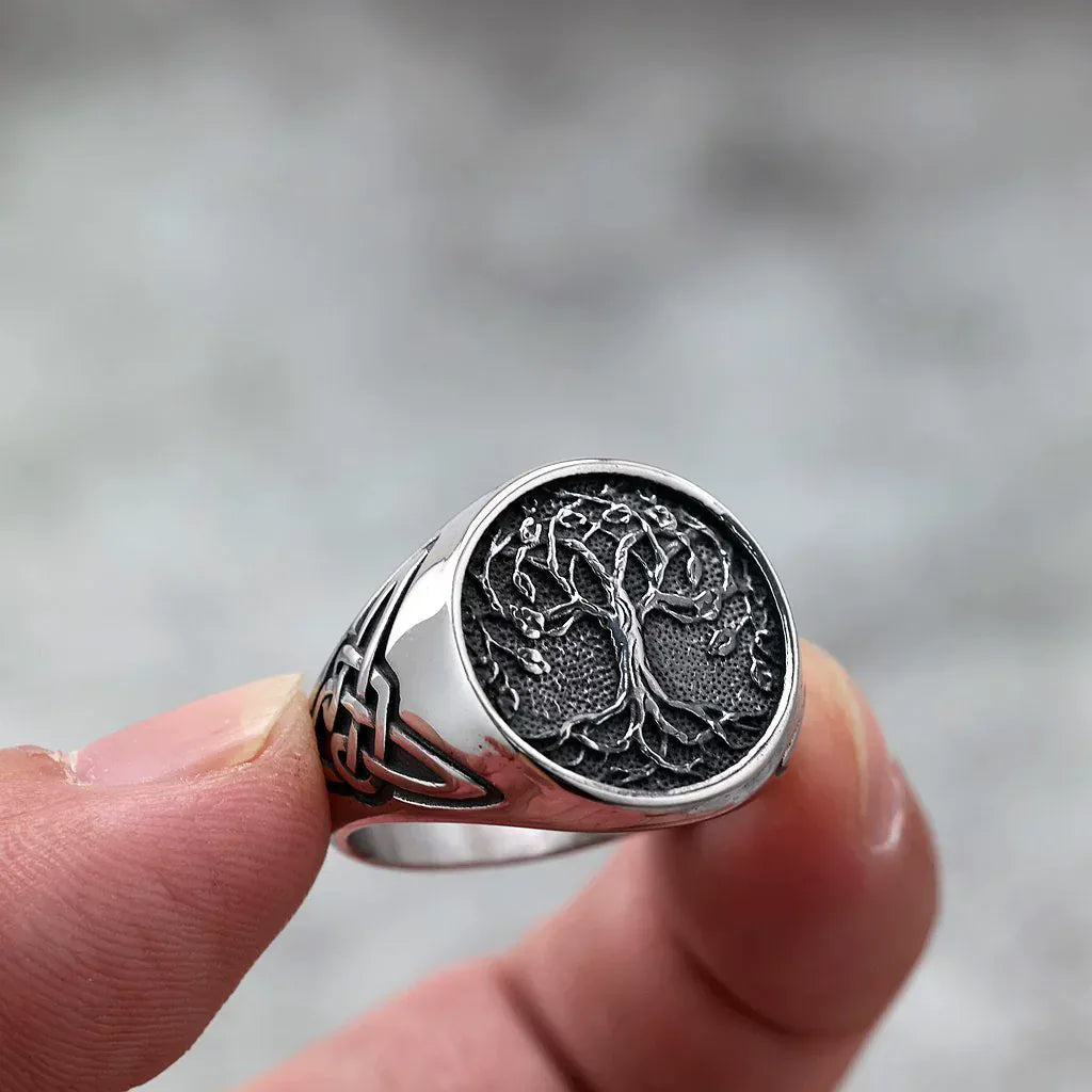 Kobine Men's Punk Norse Yggdrasil Ring