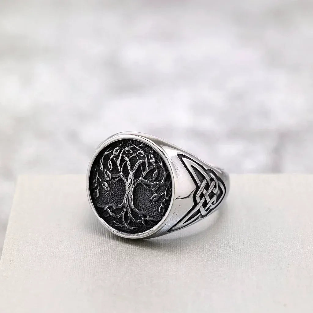 Kobine Men's Punk Norse Yggdrasil Ring