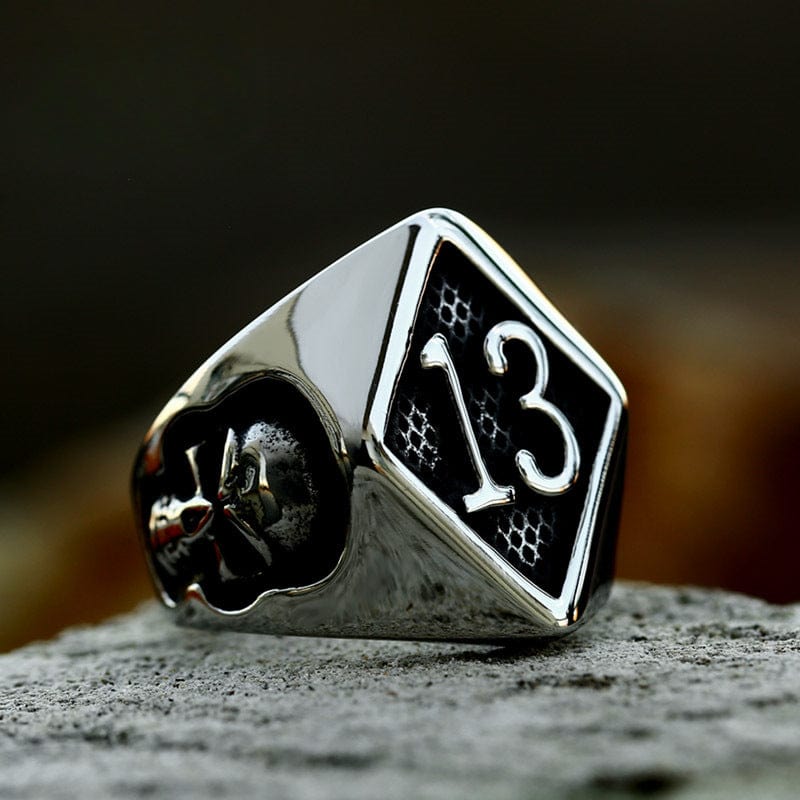 Kobine Men's Punk Number 13 Skull Ring
