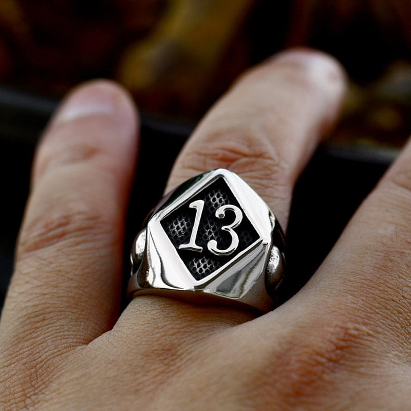 Kobine Men's Punk Number 13 Skull Ring