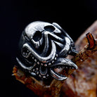 Kobine Herren-Punk-Ring mit Oktopus-Totenkopf