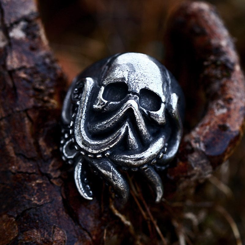 Kobine Men's Punk Octopus Skull Ring
