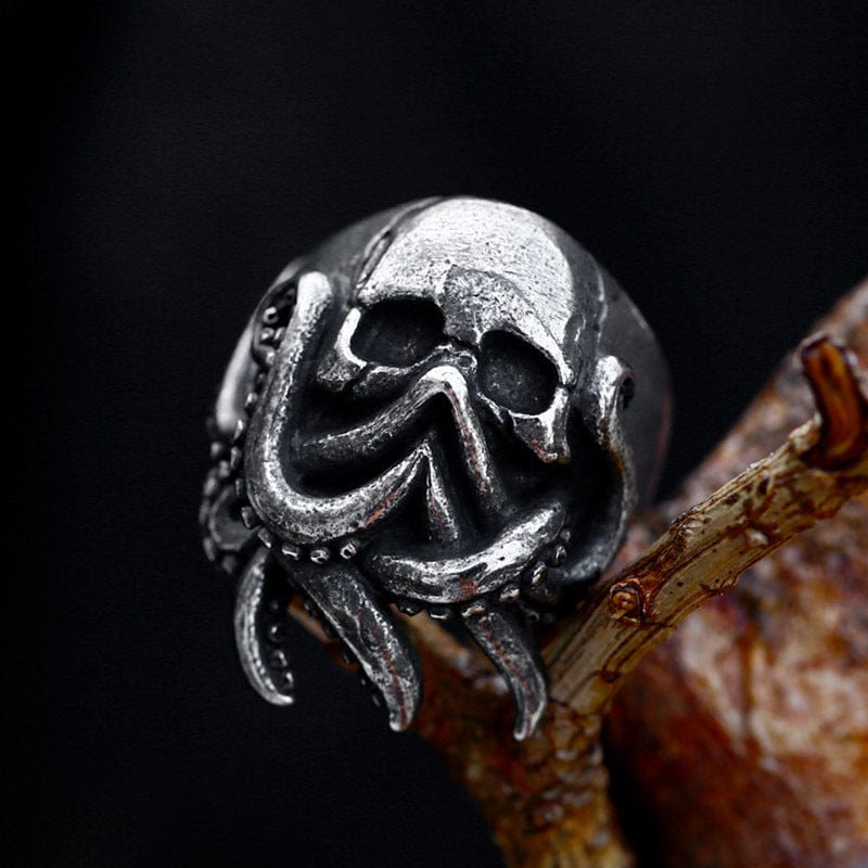 Kobine Men's Punk Octopus Skull Ring
