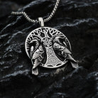 Kobine Men's Punk Odin's Ravens & Celtic Tree of Life Necklace
