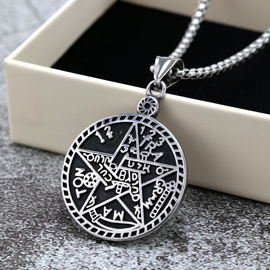 Kobine Men's Punk Pentacle Letter Necklace