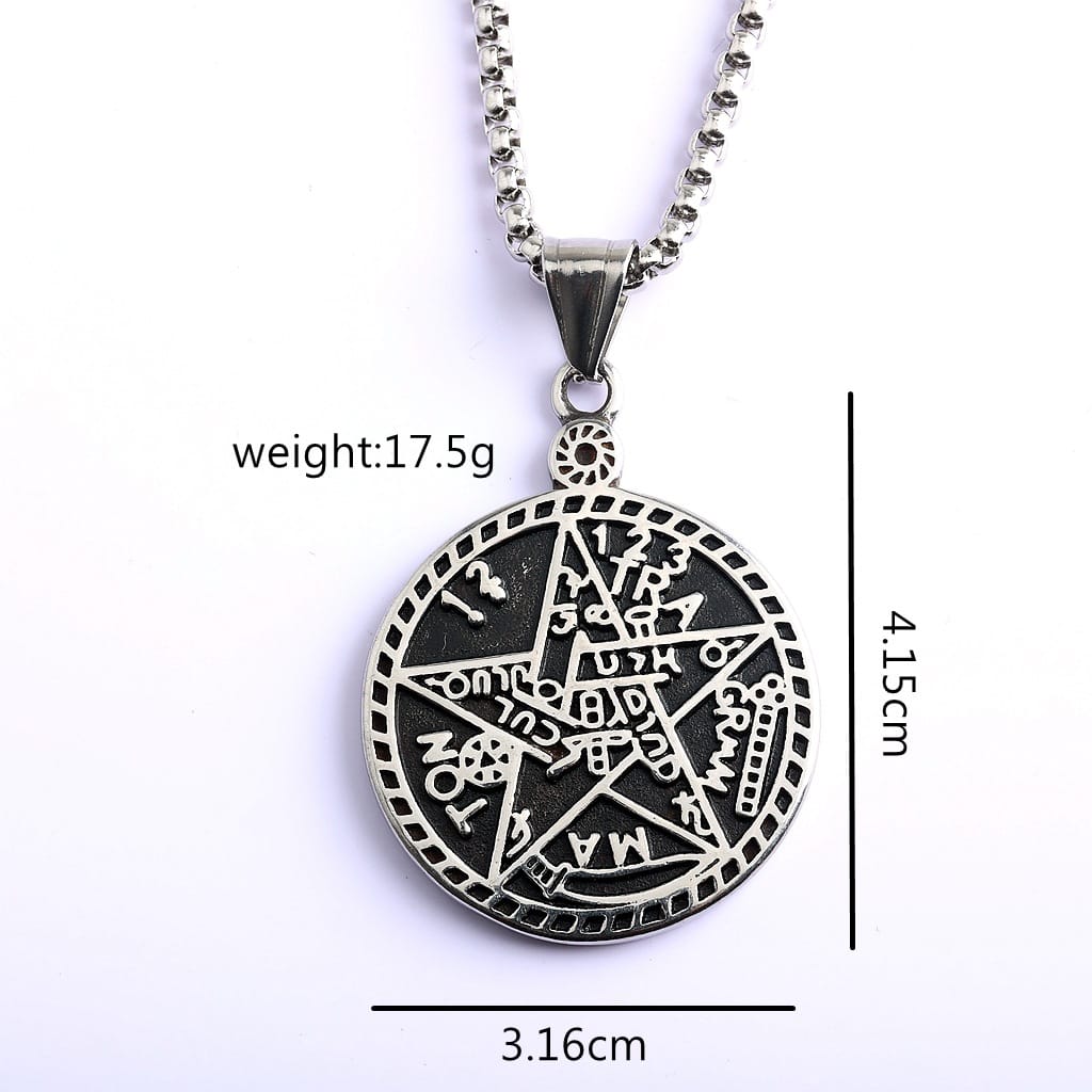 Kobine Men's Punk Pentacle Letter Necklace