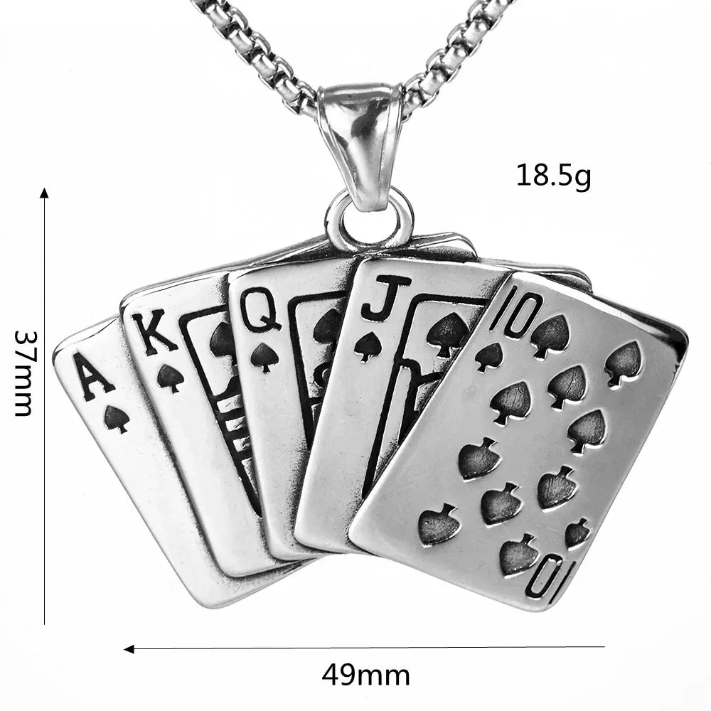 Kobine Men's Punk Poker Straight Flush Necklace