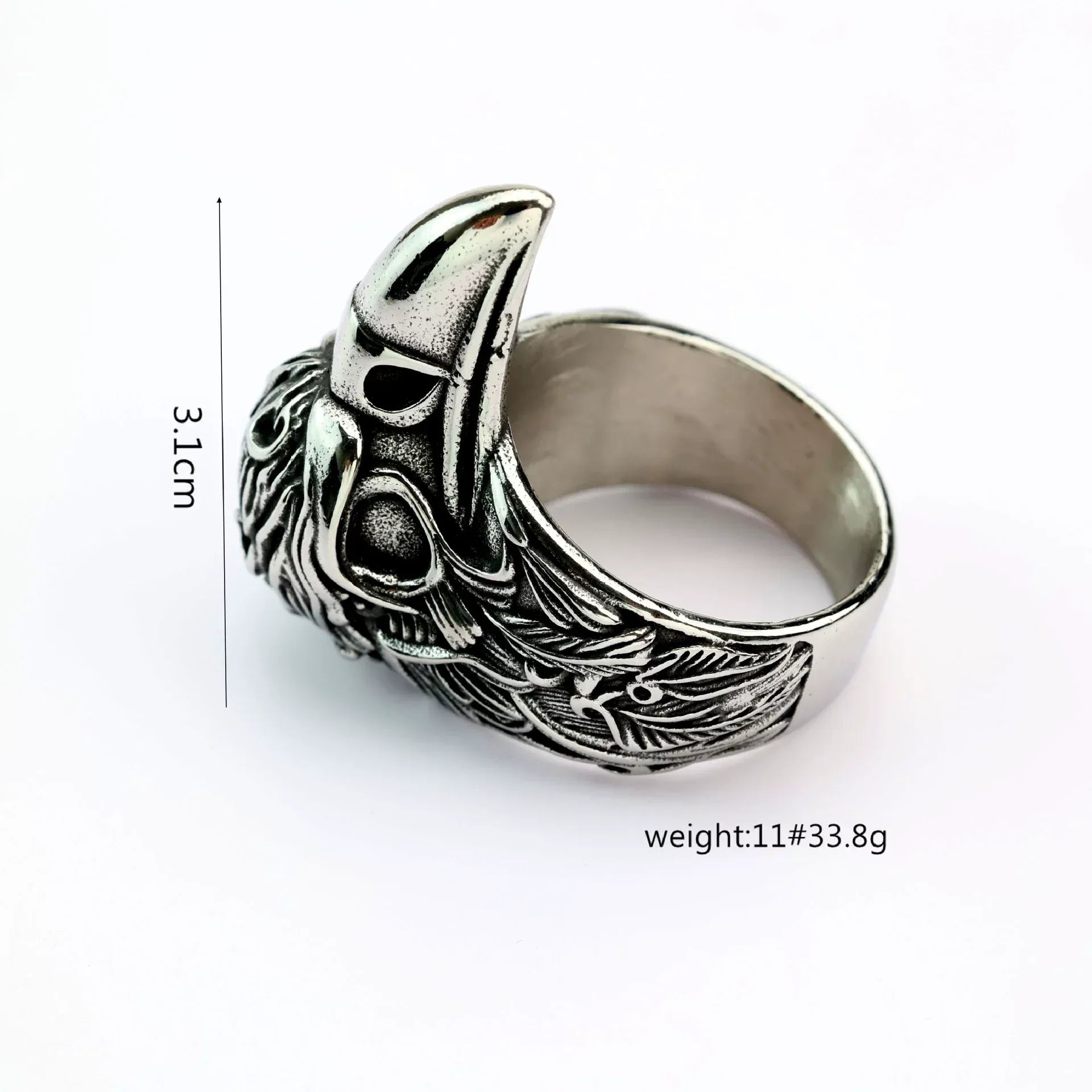 Kobine Men's Punk Raven Head Ring