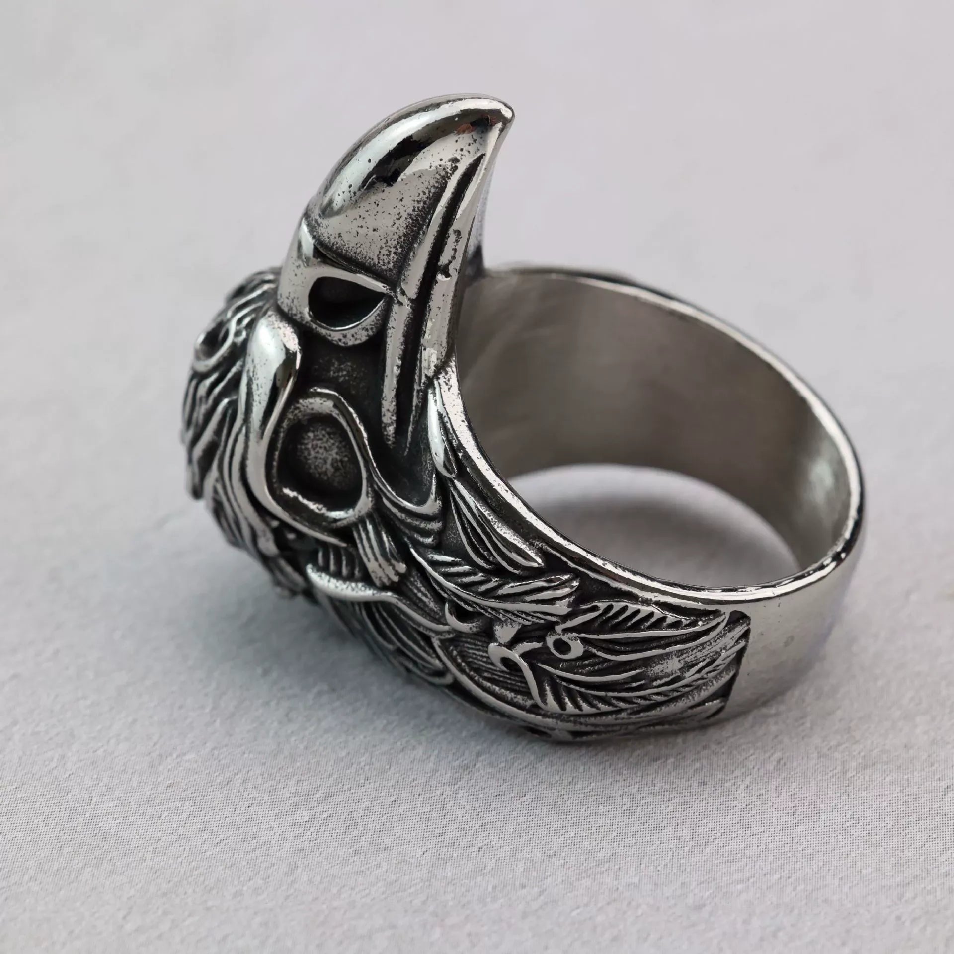Kobine Men's Punk Raven Head Ring