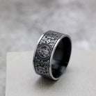 Kobine Men's Punk Retro Emblem & Ornate Pattern Ring