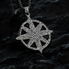 Kobine Men's Punk Retro Ornate Pattern & Red Gemstone Necklace