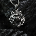 Kobine Men's Punk Roaring Wolf Head Necklace