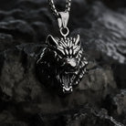 Kobine Men's Punk Roaring Wolf Head Necklace
