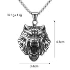 Kobine Men's Punk Roaring Wolf Head Necklace