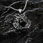 Kobine Men's Punk Roaring Wolf Head Necklace