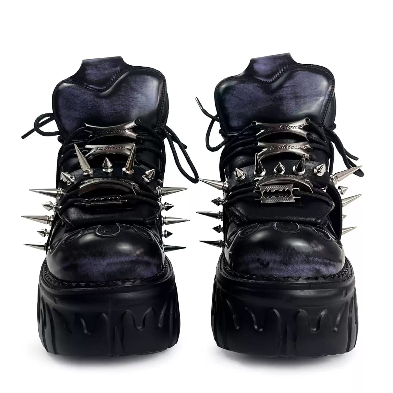Kobine Men's Punk Rock Spiked Chunky Platform Shoes