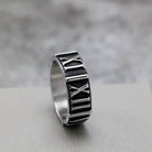 Kobine Men's Punk Roman Numeral Pattern Ring