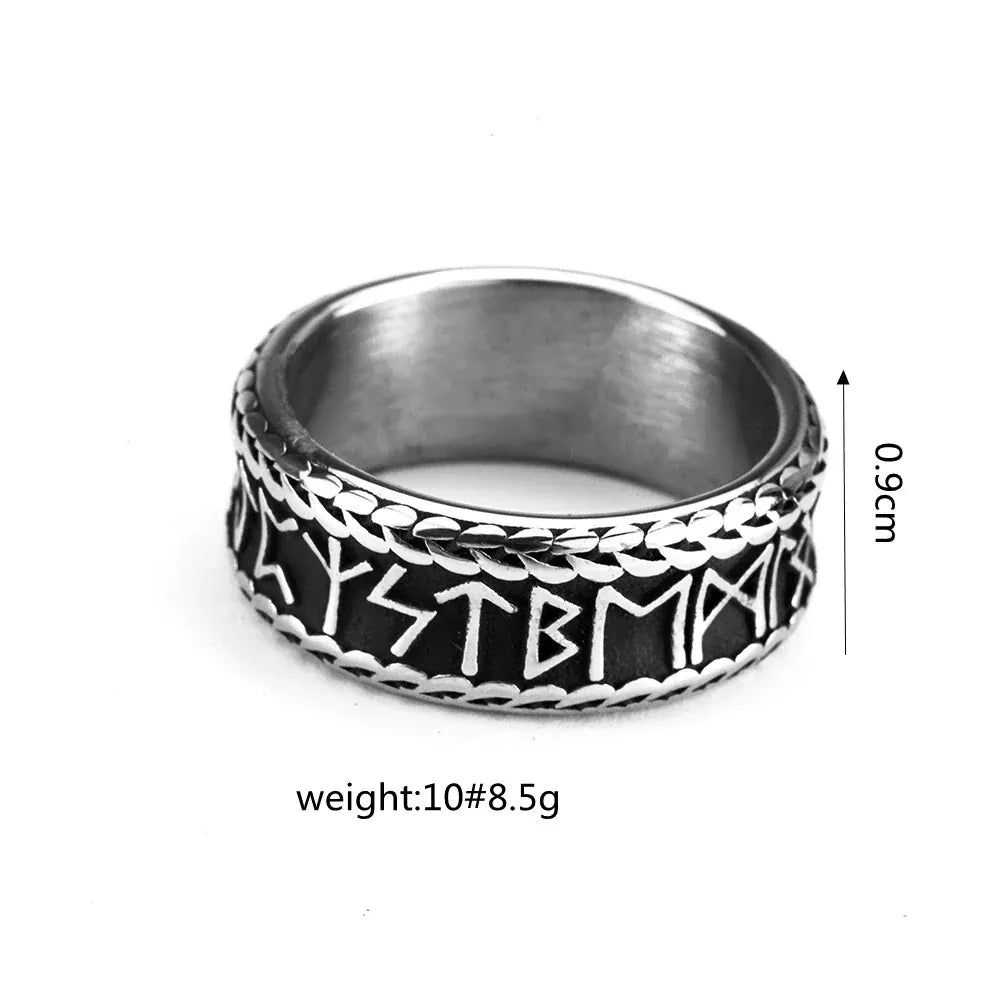 Kobine Men's Punk Runes Braid Pattern Ring