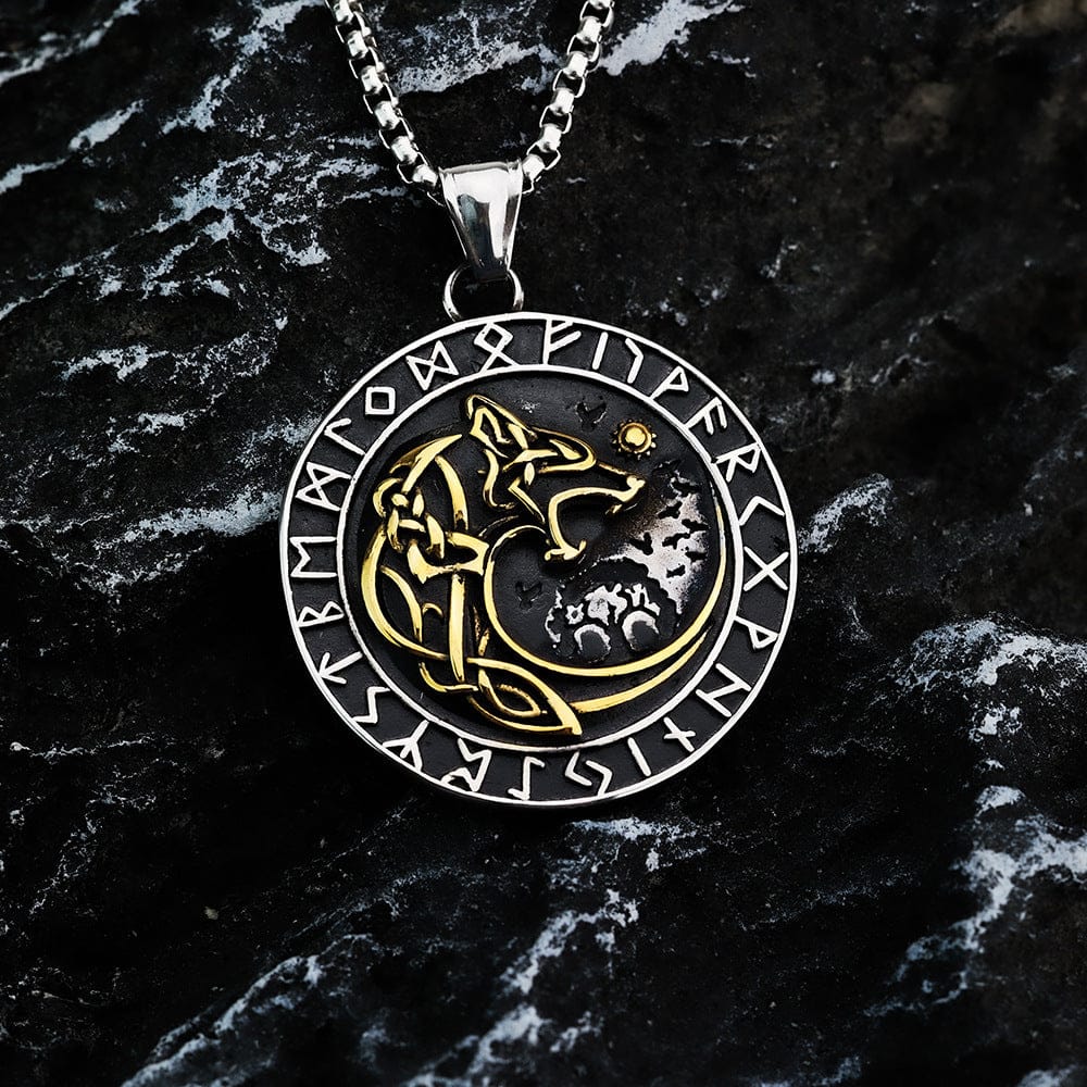 Kobine Men's Punk Runes Fenrir Necklace
