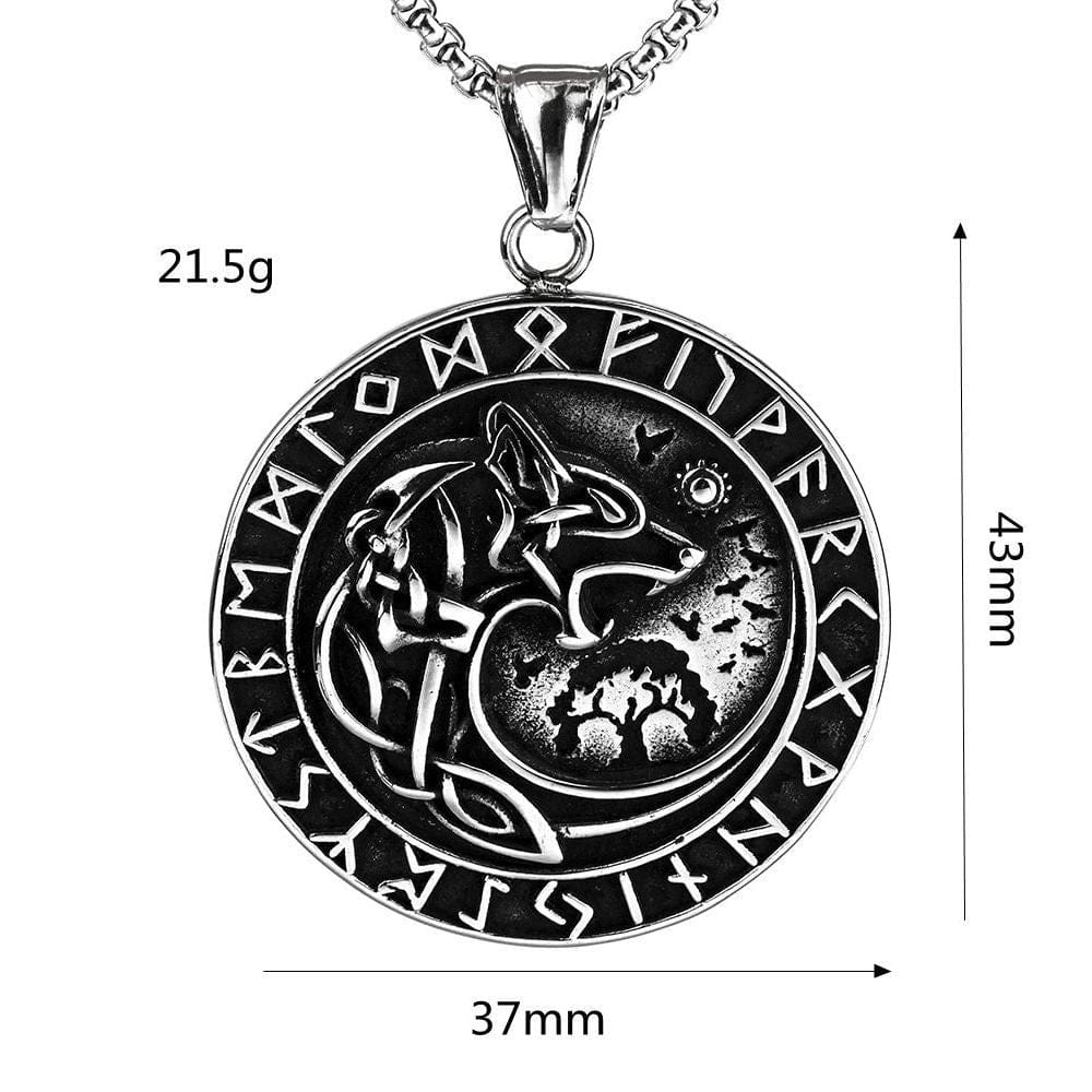 Kobine Men's Punk Runes Fenrir Necklace