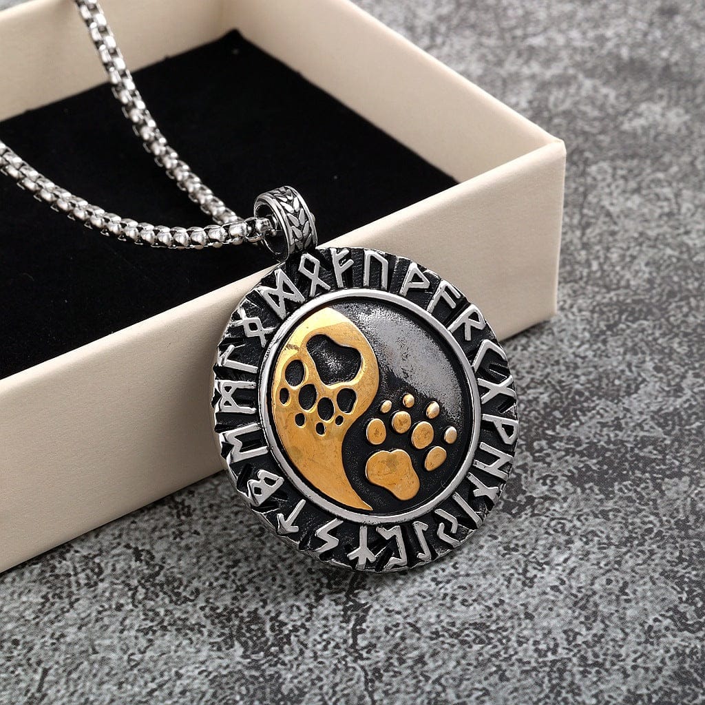 Kobine Men's Punk Runes Paw Necklace