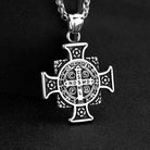 Kobine Men's Punk Saint Figure Cross Medal Pendant Necklace