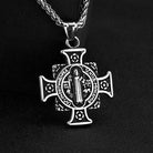 Kobine Men's Punk Saint Figure Cross Medal Pendant Necklace