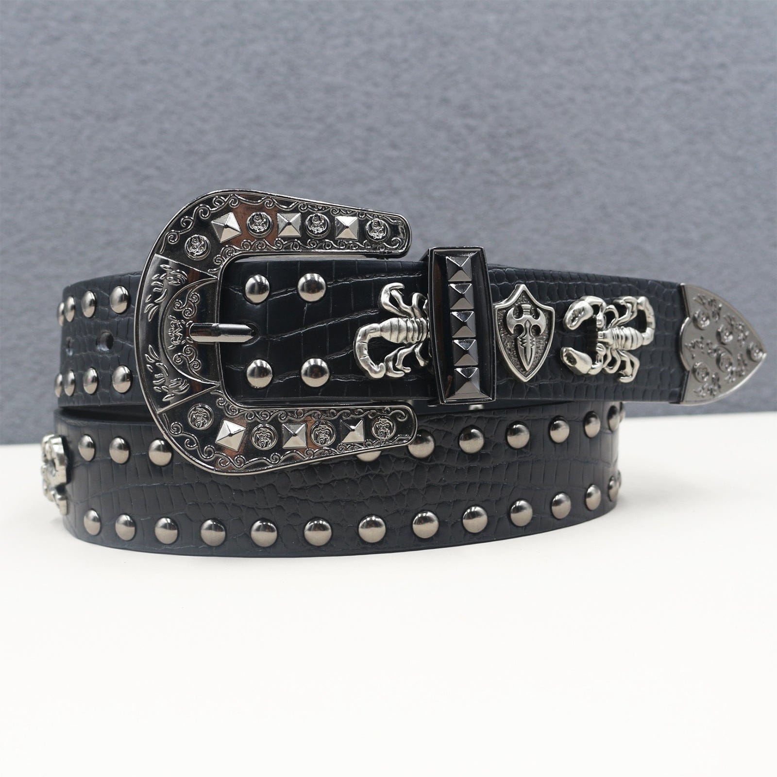 Kobine Men's Punk Scorpion Studded Belts