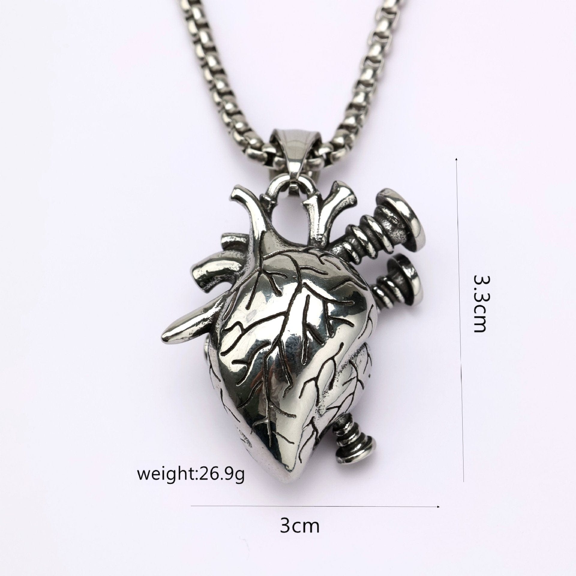 Kobine Men's Punk Screw Heart Necklace