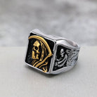Kobine Men's Punk Skeleton Scythe Death Ring