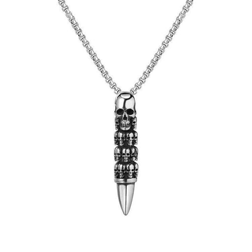 Kobine Men's Punk Skull Bullet Necklace