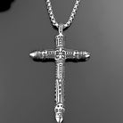 Kobine Men's Punk Skull Carved Cross Pendant Necklace