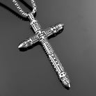 Kobine Men's Punk Skull Carved Cross Pendant Necklace