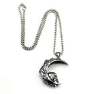 Kobine Men's Punk Skull Crescent Pendant Necklace